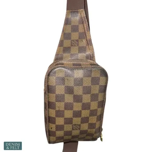 Louis Vuitton Damier Ebene Geronimos Sling Crossbody Belt Bag Brown Canvas Luxe